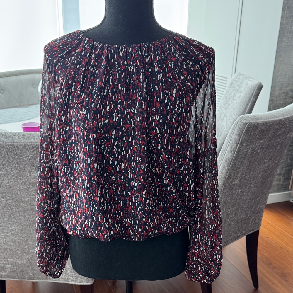 Joie Black and Red Patterned Blouse